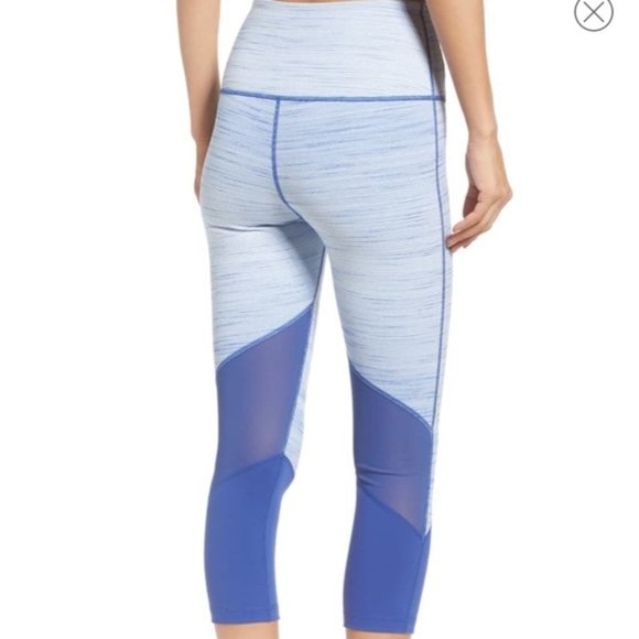 Zella Gemini High Rise Crop Leggings Mesh Panel - Picture 2 of 8